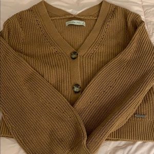 brown knit button sweater